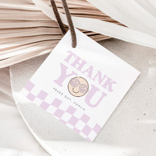 Étiquettes Cadeau Super fille À damiers visage heureux 1er anniver
