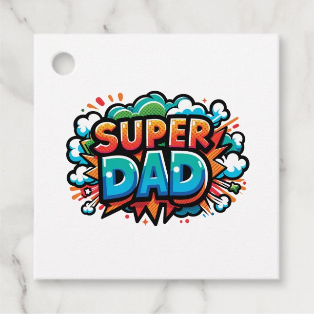 Étiquettes Cadeau Super papa (Devant)