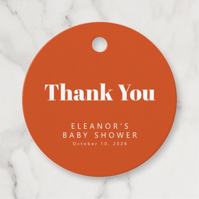 Étiquettes Cadeau Super Retro 60s Fleurs Baby shower orange Personna (Devant)