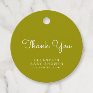 Étiquettes Cadeau Super Retro 60s Fleurs Baby shower vert olive