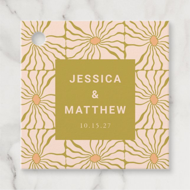 Étiquettes Cadeau Super Retro Chartreuse Botanique Personnalisé Mari (Devant)