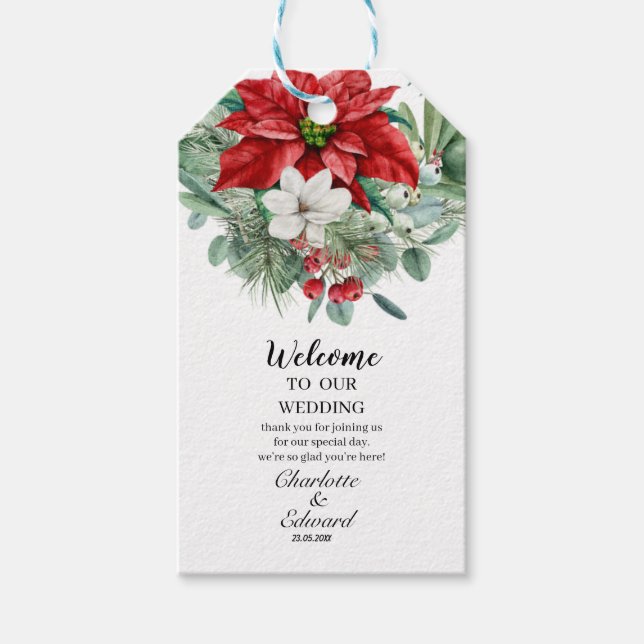 Étiquettes-cadeau Superbe Baie de Mariage floral (Devant)