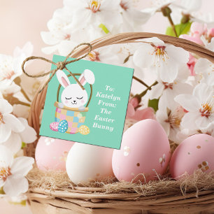 Étiquettes Cadeau Superbe Bunny Pâques Custom Pastel Green Party