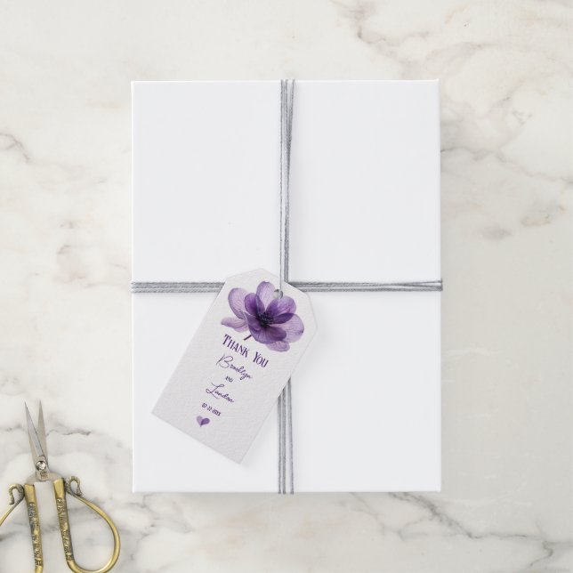 Étiquettes-cadeau Superbe Mariage de fleurs violettes (Avec de la ficelle)