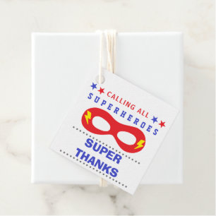 Étiquettes Cadeau Superheros Party Super merci