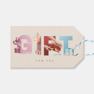 Étiquettes-cadeau Superposition de typographie photo Cadeau Élégant