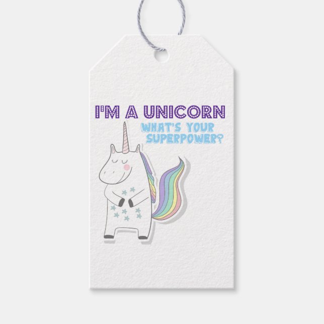 Étiquettes-cadeau Superpuissance Licorne (Devant)