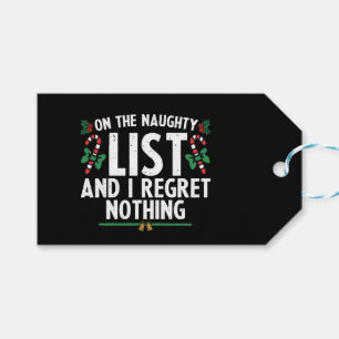 Étiquettes-cadeau Sur la liste vilain et je ne regrette rien Xmas