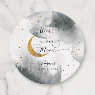 Étiquettes Cadeau Sur le Baby shower Ciel gris Lune