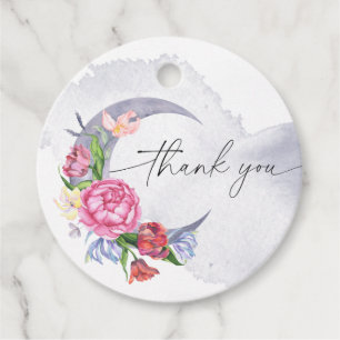 Étiquettes Cadeau Sur le baby shower des fleurs de lune merci