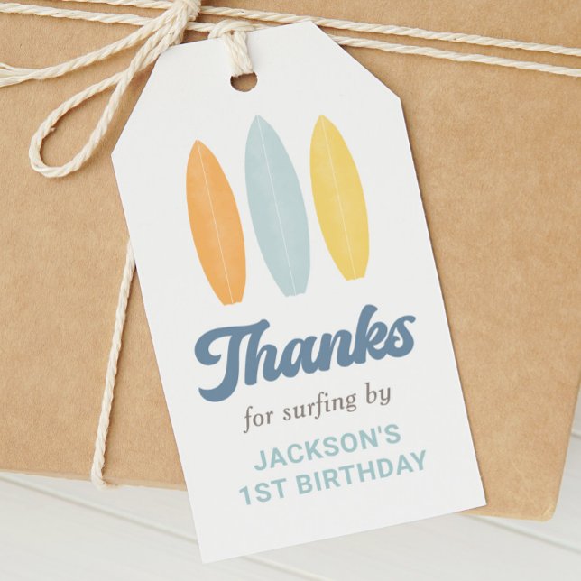 Étiquettes-cadeau Surf Beach Anniversaire de enfant Party (Créateur téléchargé)