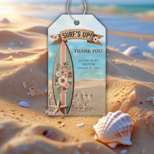 Étiquettes-cadeau Surf sur le Baby shower Floral Vintage