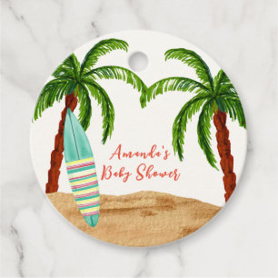 Étiquettes Cadeau Surf tropical d'été bébé à bord Baby shower