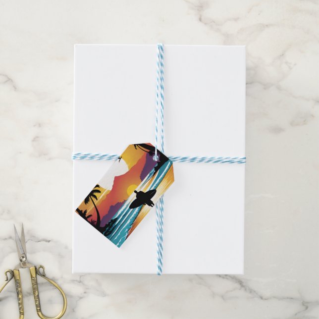 Étiquettes-cadeau Surfeur (With Twine)