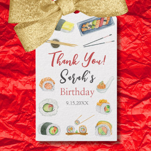 Étiquettes-cadeau Sushi et sashimi aquarelle Merci Anniversaire