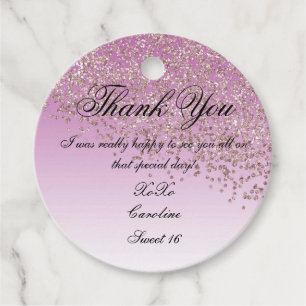 Étiquettes Cadeau Sweet 16 Rose chute Parties scintillant or personn