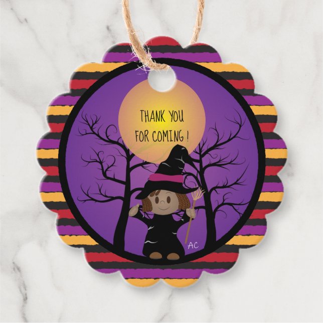 Étiquettes Cadeau Sweet African American Witch Halloween Favoriser T (Devant)
