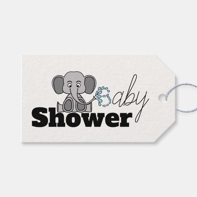 Étiquettes-cadeau Sweet Baby Elephant, Baby shower (Devant (Horizontal))