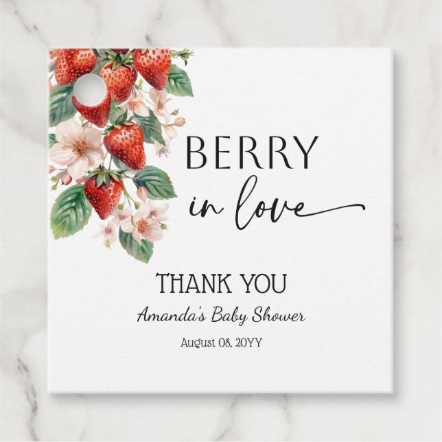 Étiquettes Cadeau Sweet Berry in Love Strawberry Bridal Shower (Devant)