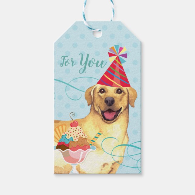 Étiquettes-cadeau Sweet Birthday Yellow Lab (Devant)