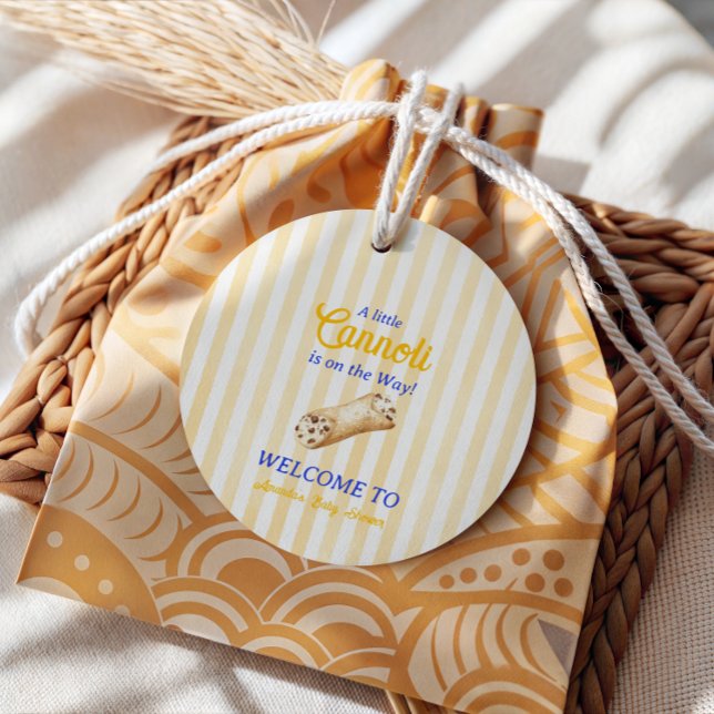 Étiquettes Cadeau Sweet Cannoli Yellow Blue Italian Baby Shower (Créateur téléchargé)