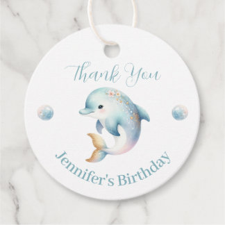 Étiquettes Cadeau Sweet Dolphin Anniversaire Merci Favoriser Tags