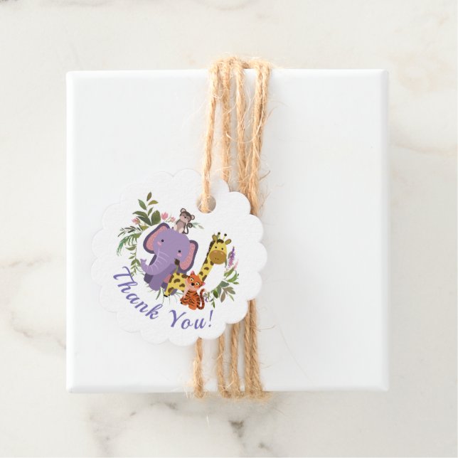 Étiquettes Cadeau Sweet Jungle Safari Animaux Baby shower Merci (En situation)