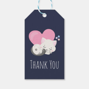 Étiquettes-cadeau Sweet Kitty Chat Dormir avec un Merci de coeur