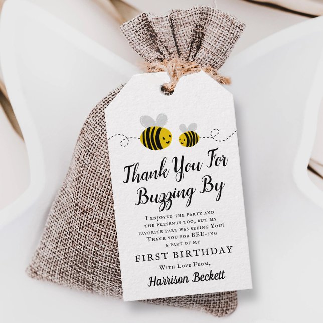 Étiquettes-cadeau Sweet Little Honey Bee 1er Anniversaire Merci (Créateur téléchargé)