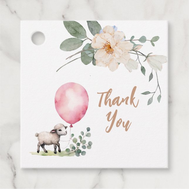 Étiquettes Cadeau Sweet Little Lamb Rose Floral (Devant)