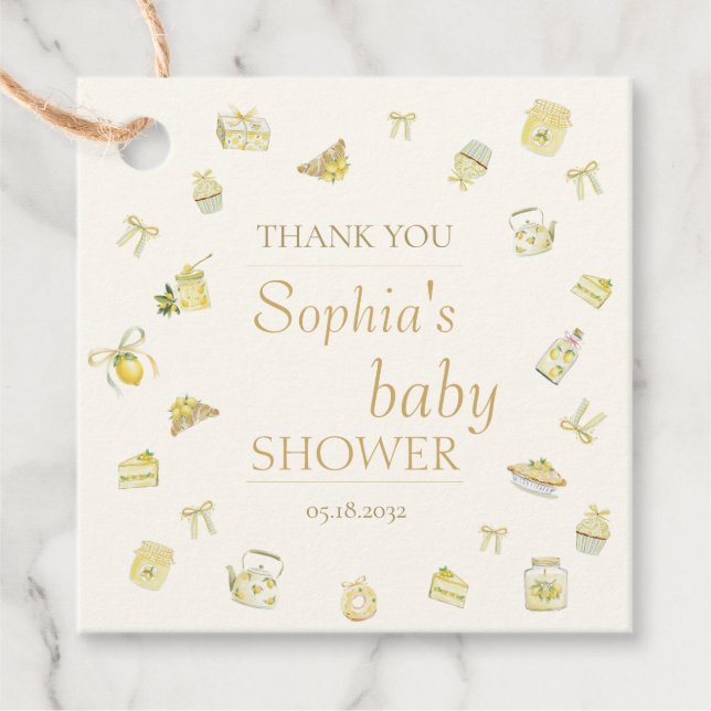 Étiquettes Cadeau Sweet Little Lemon Baby Shower Thank You (Devant)