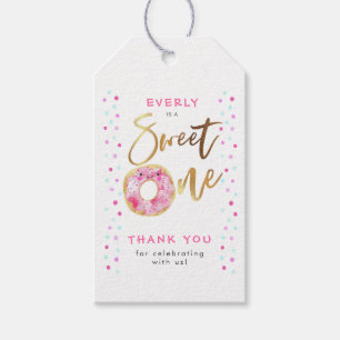 Étiquettes-cadeau Sweet One Rose Donut Anniversaire Fête Tags cadeau