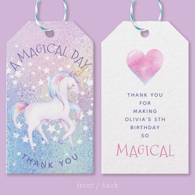 Étiquettes-cadeau Sweet Rainbow Unicorn Glittery Favonalized Favoris (Créateur téléchargé)