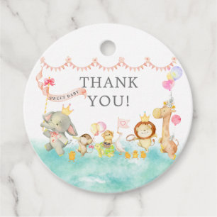 Étiquettes Cadeau Sweet Safari Animaux Parade Baby shower Favoriser