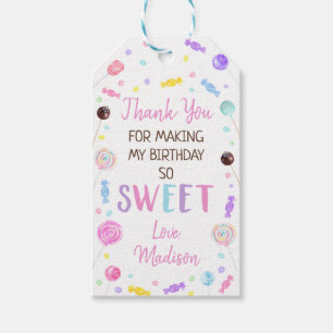 Étiquettes-cadeau Sweet Shop Lollipop Candy Anniversaire Merci