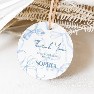 Étiquettes Cadeau Sweet sixteen Bleu Bow Anniversaire