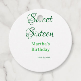 Étiquettes Cadeau Sweet Sixteen green name date calligraphy boho ret