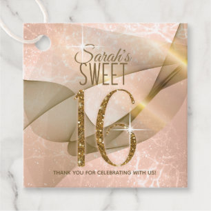 Étiquettes Cadeau Sweet sixteen Rose à persil Gold ID652
