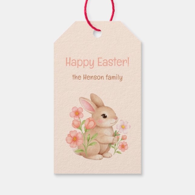 Étiquettes-cadeau Sweet Spring Bunnies & Floral Garden  (Dos)