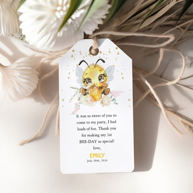 Étiquettes-cadeau Sweet to Bee ONE' 1er anniversaire Merci Favoriser (Créateur téléchargé)