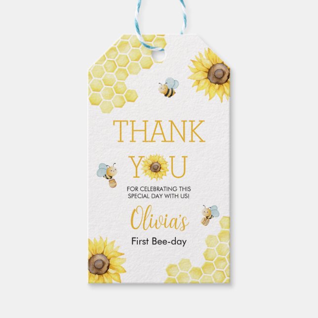 Étiquettes-cadeau Sweet To Bee One First Bee Day Anniversaire (Devant)