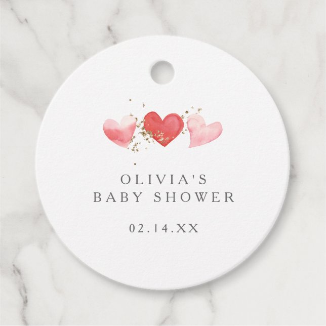 Étiquettes Cadeau Sweet Valentine Coeurs amoureux Baby shower (Devant)