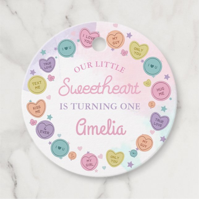 Étiquettes Cadeau Sweetheart Candy Valentine Anniversaire Favoriser  (Devant)