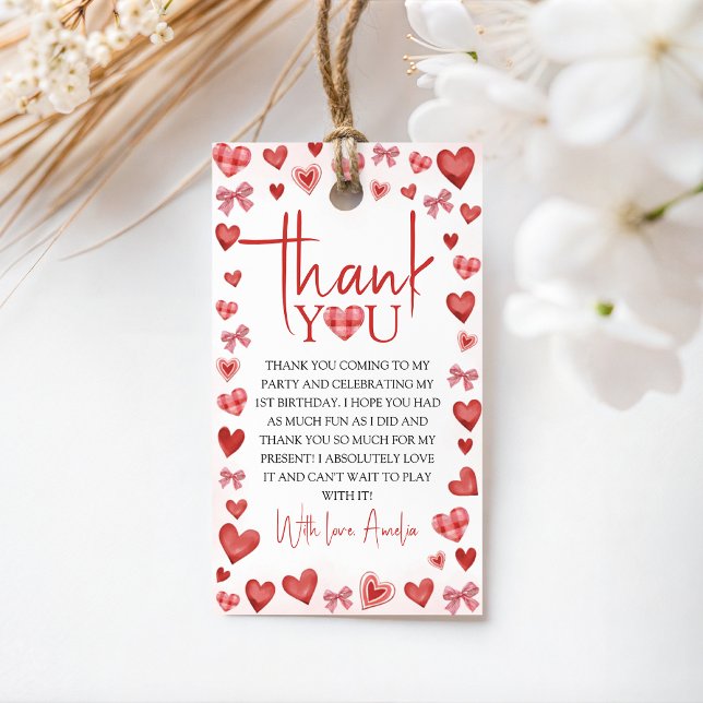 Étiquettes-cadeau Sweetheart First Birthday Favor Tag (Créateur téléchargé)