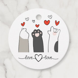 Étiquettes Cadeau Symbole cardiaque adorable du doigt de chat gras