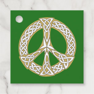 Étiquettes Cadeau Symbole de paix celtique or et blanc