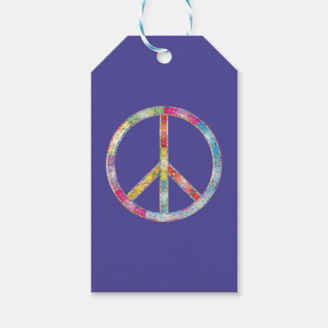 Étiquettes-cadeau SYMBOLE DE PAIX Coloré (Devant)