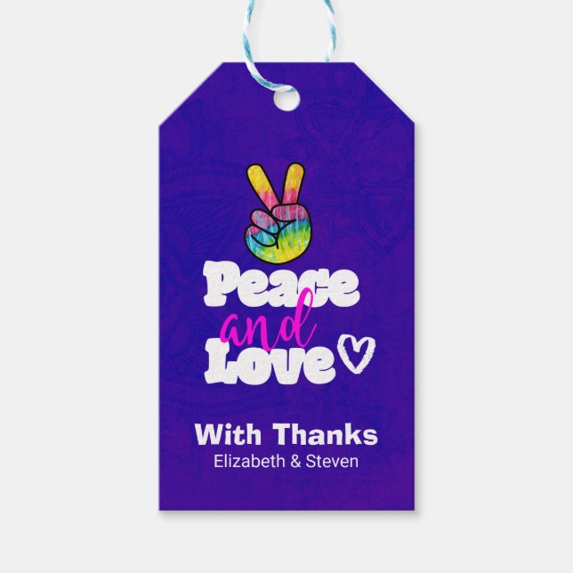 Étiquettes-cadeau Symbole de paix et d'amour Arc-en-ciel (Devant)