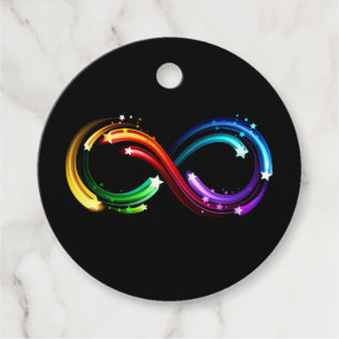 Étiquettes Cadeau Symbole d'infini de comètes arc-en-ciel