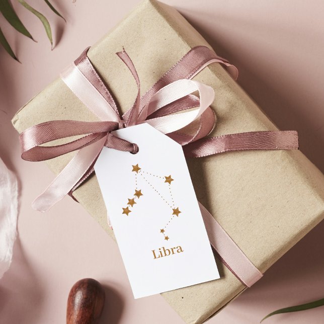 Étiquettes-cadeau Symbole moderne Zodiac Gold Libra | Air de l'éléme (Créateur téléchargé)